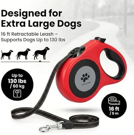 16 ft Retractable Dog Leash for Extra Large Dogs up to 130 lbs, Tangle-Free - Image 4