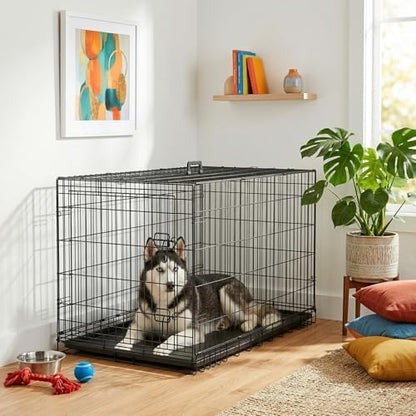 FDW | 42" Foldable Metal Dog Crate | Dark Black | Cage - Image 2