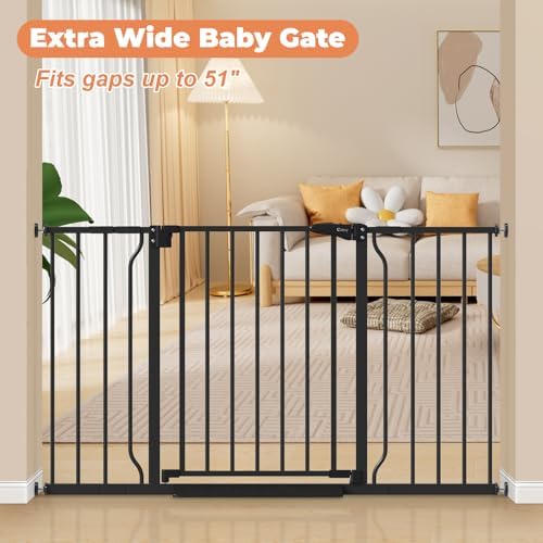 29"-51" Extra Wide Baby Gate, No Drilling Auto Close Dog Gate - Image 2
