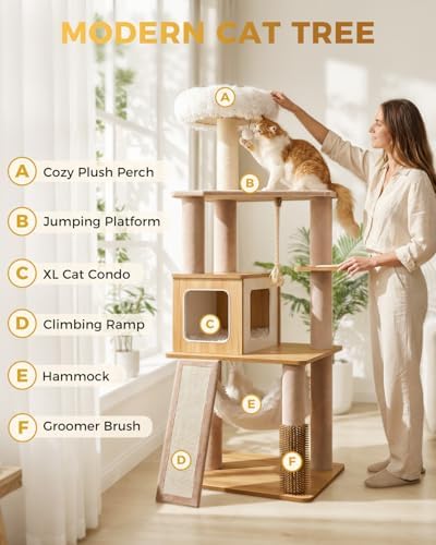 61" Modern Cat Tree, Tall Cat Tower - Image 5