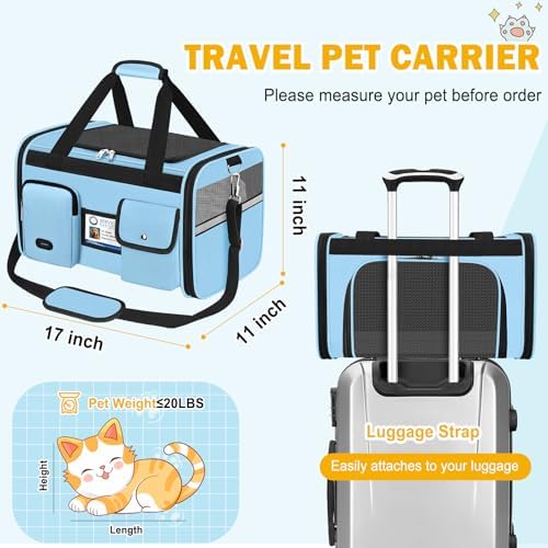 HUANLANG Large Cat Carrier Travel Soft Sided Pet Carrier Airline Approved - Image 6