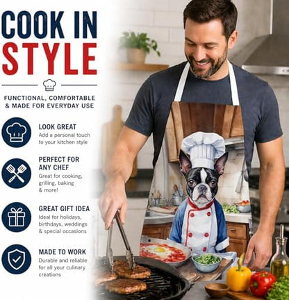 Caroline's Treasures Boston Terrier The Chef Apron Cooking Kitchen Server - Image 2