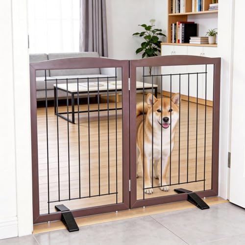 ZJSF Freestanding Dog Fence Indoor, Foldable Dog Gate by ZJSF