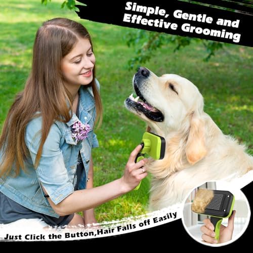 Professional 3PCS Self Cleaning Slicker Brush & Pet Grooming Rake & Flea Comb - Image 5