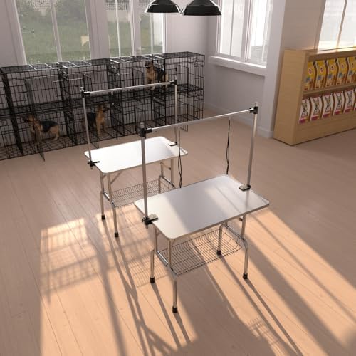 46" Pet Dog Grooming Table, Foldable Stainless Steel Frame Pet Drying Grooming - Image 6