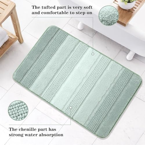 Kmson 3 Pcs Ombre Chenille Bathroom Rugs Set, Non-Slip Ultra Soft Washable - Image 3