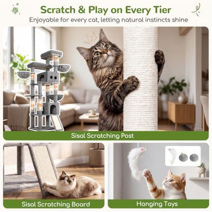 Globlazer 83in Extra Large Maine Coon Cat Tree, Light Grey - Image 6
