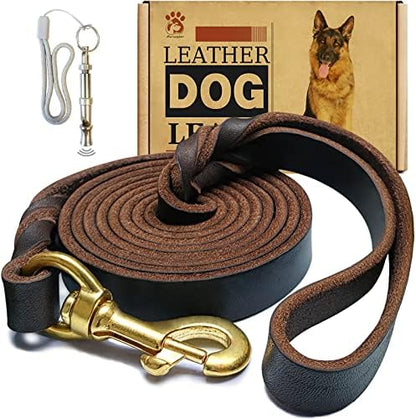 Leather Dog Leash, 5ft x 3/4 inch, Heavy Duty Genuine Leather Braided Dog by Lovedogsasmuchasyoudo