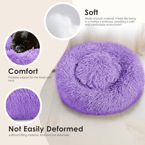 28in Large Dog Bed, Calming Donut Bed - Image 4
