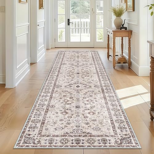 Wshable Runner Rug, Rugs for Hallway 3x10 Beige Carpet by NYZEL