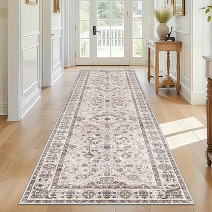 Wshable Runner Rug, Rugs for Hallway 3x10 Beige Carpet by NYZEL