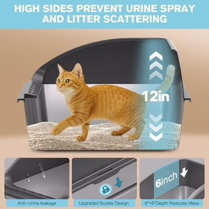 2PACK Stainless Steel Cat Litter Box, Large Litter Box - Image 4
