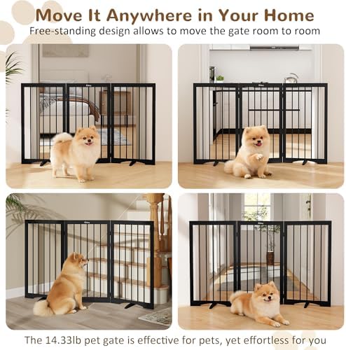 32" Extra Tall Free Standing Dog Gate Indoor, Foldable Pet Gate - Image 3
