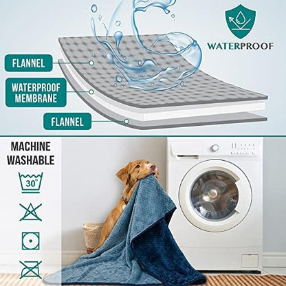 PetAmi Waterproof Dog Blanket, Leakproof Puppy Blanket, 40x60 Navy Blue - Image 4