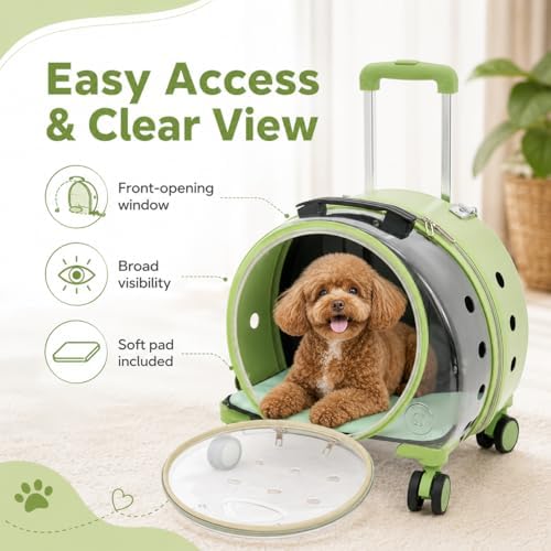 Clear Rolling Pet Carrier, Breathable Cat Carrier - Image 2