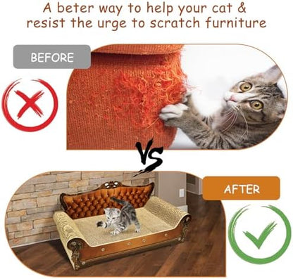 Luxury Cardboard Cat Scratcher Sofa Bed, Couch Shaped Scratching Board - Image 5