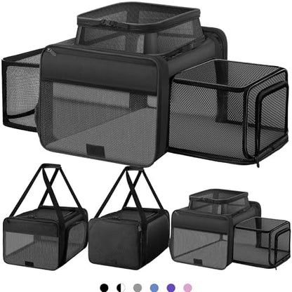 Top and 2 Sides Expandable Pet Carrier 17x11x9.5 TSA Airline Approved by SHARLOVY