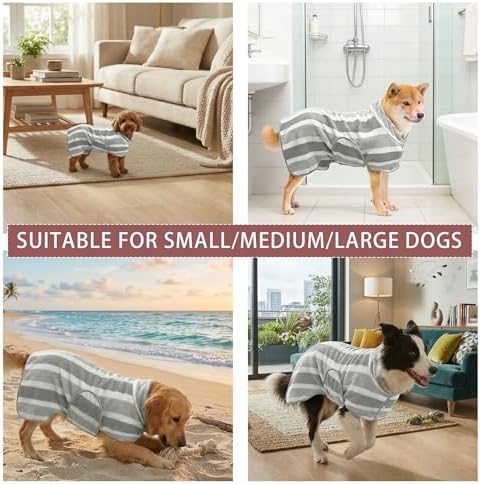 Fast‑Drying Dog Bathrobe, Absorbent Striped Pet Towel - Image 4