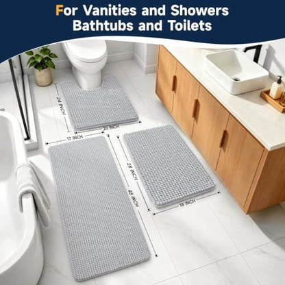 Ophanie Grey Bathroom Rugs Sets 3 Piece, Soft Chenille Bath Mat, Non Slip - Image 2