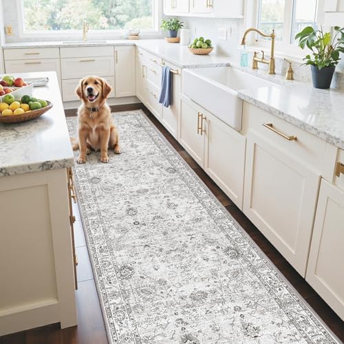 Grey Floral Hallway Runner Rug 2x10 - Image 6