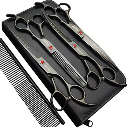 7.0in Titanium Professional dog Grooming Scissors set, Straight & Thinning & by Smithking