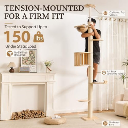Floor to Ceiling Cat Tree, Adjustable 7.9-9.9 ft Tension Cat Tower - Image 4