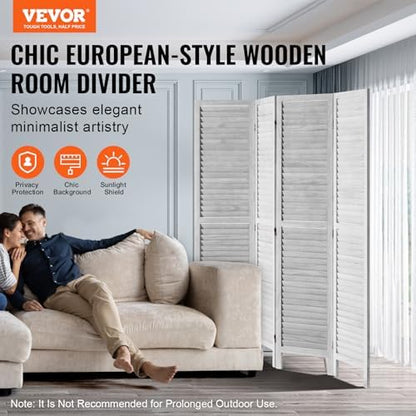 VEVOR Wood Room Divider, 4 Panel Folding Privacy Screen, 66.9 Inches Tall - Image 2