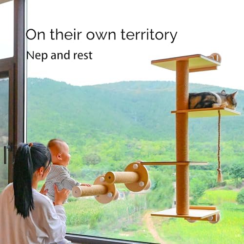 Cat Window Perch and Cat Wall Shelves 2 in 1 Cat Scratching Activity Tree Wall - Image 4