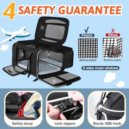 Petskd Top and Side Expandable Small Pet Carrier Airline Approved - Image 6