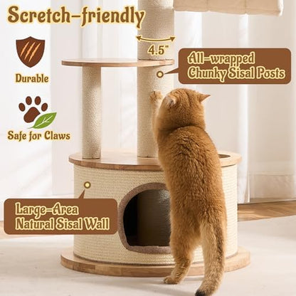64.2" Solid Wood Cat Tree Tower - Image 4