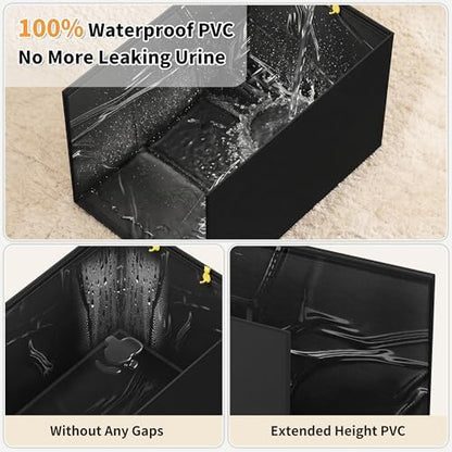 Aokeyee Black Cat Litter Box Enclosure High PVC Splash Guard - Image 2