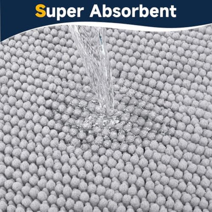 Ophanie Grey Bathroom Rugs 30x20, Soft Chenille Bath Mat, Non Slip Absorbent - Image 5