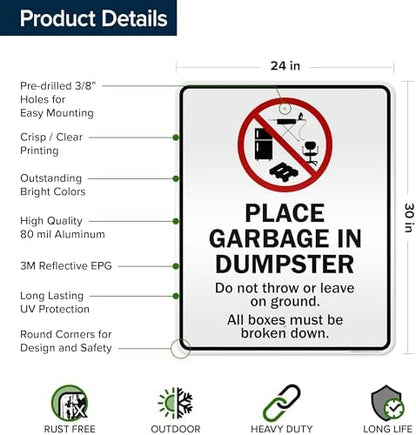 Place Garbage Inside Dumpster Do Not Throw Or Leave On Ground All Boxes - Image 6