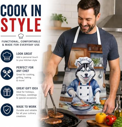 Caroline's Treasures Siberian Husky The Chef Apron Cooking Kitchen Server - Image 2