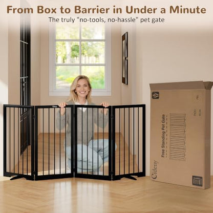 32" Extra Tall Free Standing Dog Gate Indoor, Foldable Pet Gate - Image 5