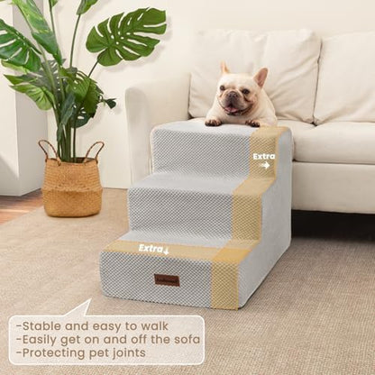 Aodisman Dog Stairs for Small Dogs, Wider 3-Step Pet Steps for Couch & Bed - Image 2