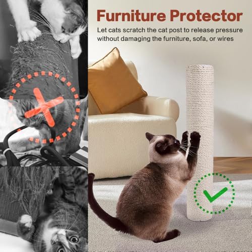 OSPNIEEK 4 PCS M8 Cat Scratching Post Replacement, 15.7“ 7.9" Natural Sisal - Image 4