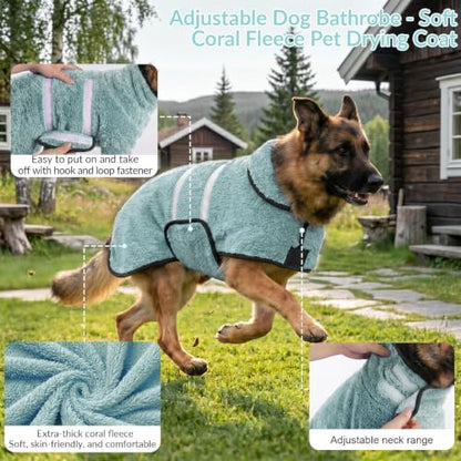 Dog Bathrobe, Super Absorbent for Small to Large Dogs, Light Green S - Image 4