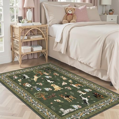 Dark Green Area Rug 4x6 for Bedroom Dining Room - Image 2