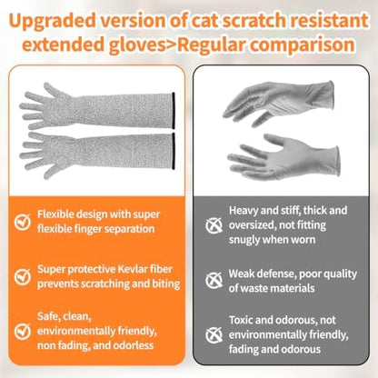 2 Pcs Cat Gloves Bite Proof, 17.7 Inch Extra-Long Durable Bite Resistant Gloves - Image 5