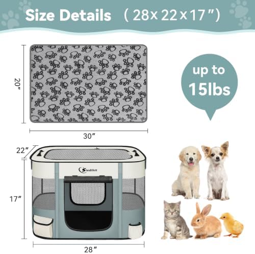 Siedihit 28" Dog Playpen, Cat Puppy Pen, Pet Portable Crate Indoor Outdoor - Image 7