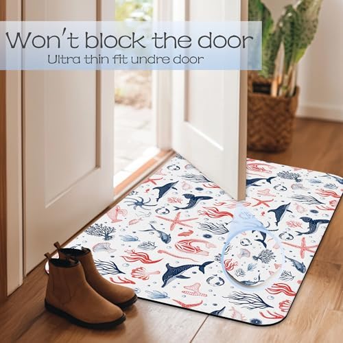 Cartoon Dolphin Bathroom Rug 29.5"x17", Shells Corals Quick-Drying Super - Image 7