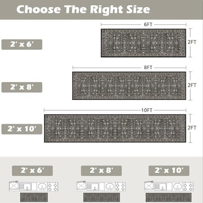 Grey Hallway Runner Rug 2x8 for Kitchen Bathroom - Image 2
