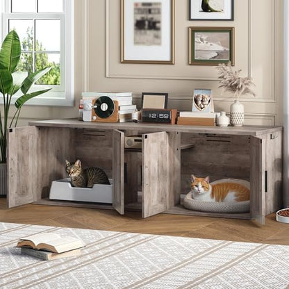 HOOBRO Double Litter Box Enclosure, Hidden Litter Box Enclosure - Image 4