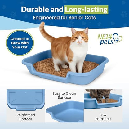 KittyGoHere Senior Cat Litter Box, Large Litter Pan, 2 Pack, Little Boy Blue - Image 6