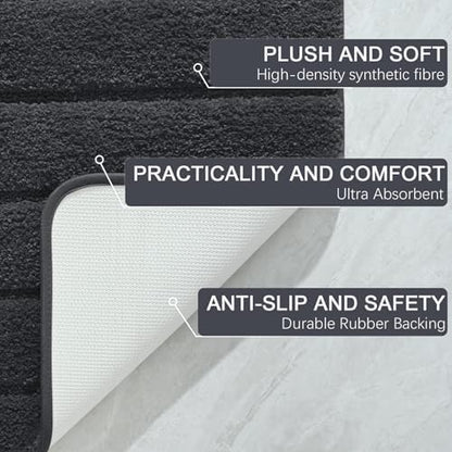 AROGAN Luxury Bathroom Rugs 24x36 Inch，Thick Bath Rug Non Slip, Deep Grey - Image 7