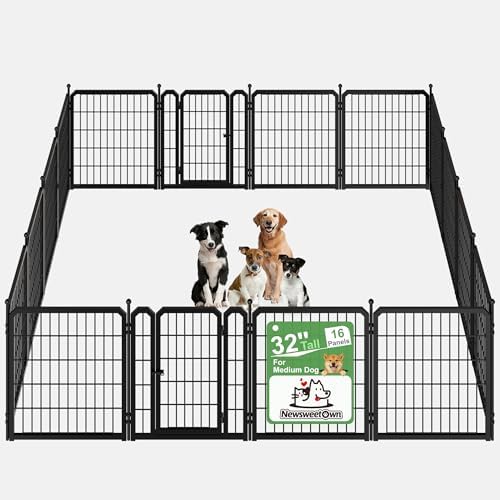 Dog Playpen, 32 inch 16 Panels, Barrier-Free Design by Newsweetown