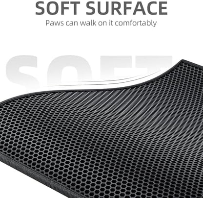 ESTHELLO Cat Litter Mat Honeycomb Double Layer Design 30’’ x 24’’ Black - Image 3