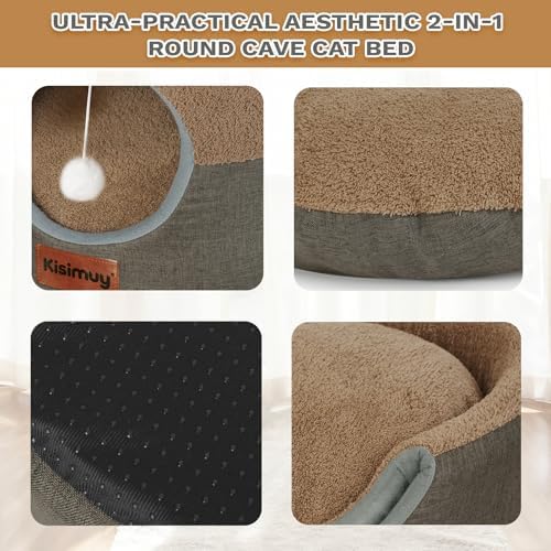 2-in-1 Cat Bed Cave, Cozy Covered Cat Beds - Image 6