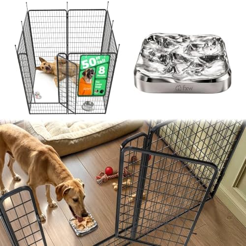 FXW Rollick Dog Playpen with Stainless Steel Lick Mat, 8 Panels by FXW